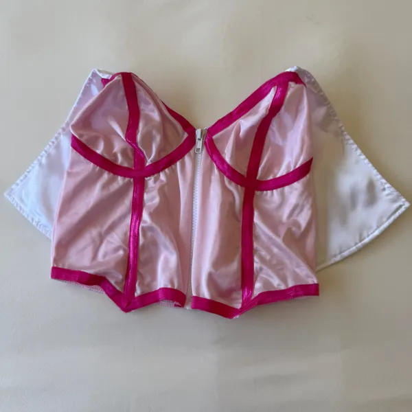💖✨ Y2K Cosplay Pink Princess Satin Co-Ord Set – Corset Top + Ruffle Skirt Medium ✨💖 - Image 5