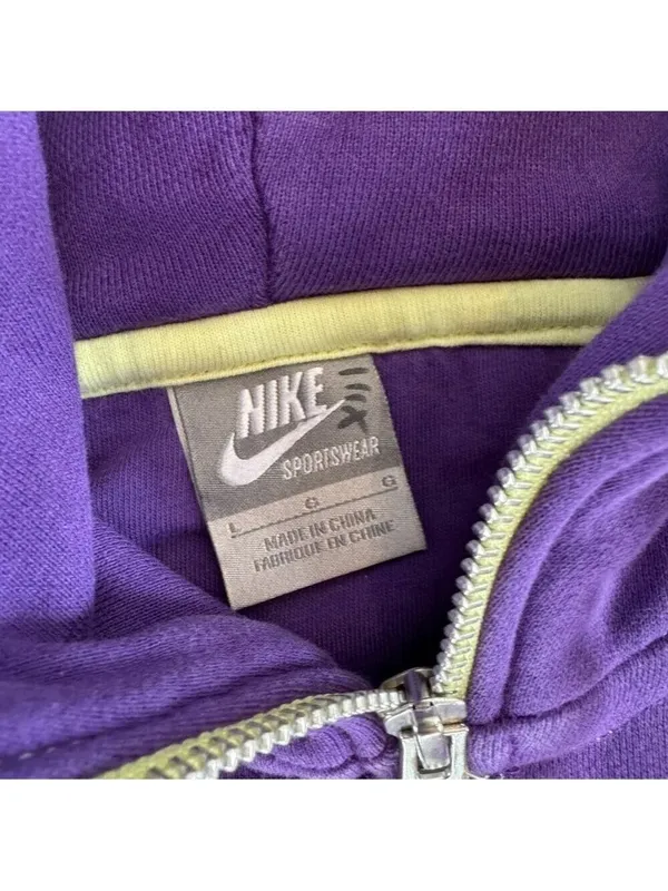 Nike Purple Hoodie Zip Up Sweatshirt Size Large - Image 2