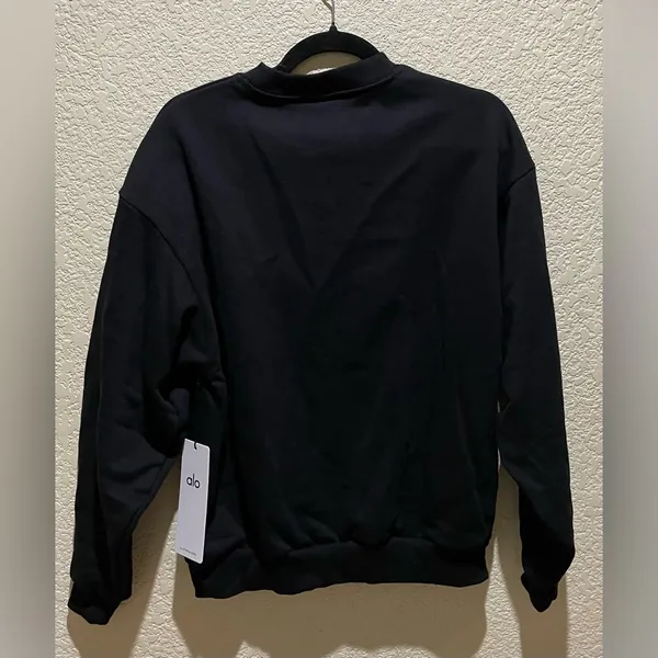 MNWT Alo Yoga Accolade Crew Neck Pullover Black Size XXS Oversized - Image 6