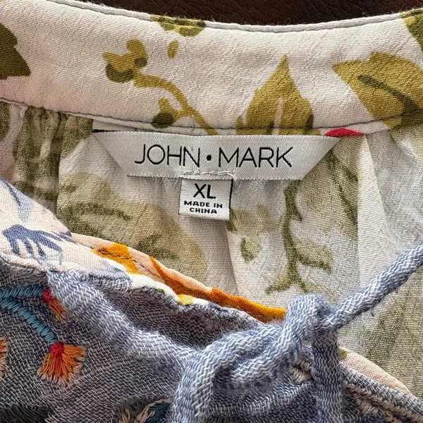 JOHN MARK Garden Party Embroidered Floral Shirt With 3/4 Length Sleeves - Image 3