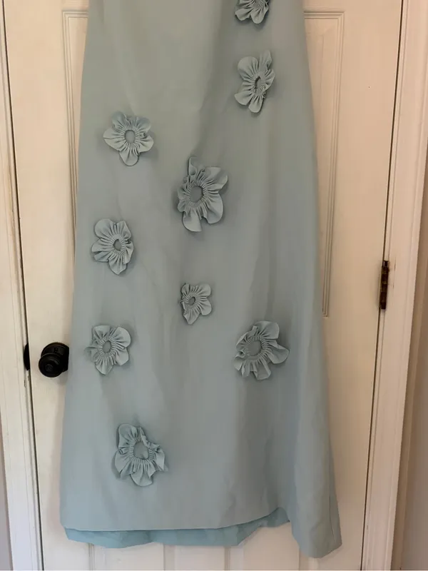 NWT!! Rene Ruiz Strapless Floral Appliqué Dress in Aqua Mint - Image 3