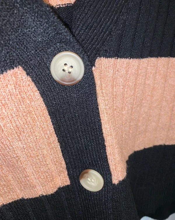 Black and Nude Cropped Striped Sweater - Image 3