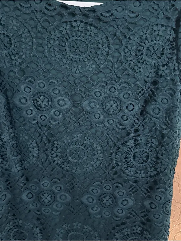 Laundry By Shelli Segal Floral Lace Shift Dress Short Sleeve Forest Green Sz 12 - Image 2