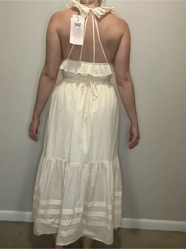NWT Christy Dawn Clemence Pearl Dress Regenerative Organic Cotton Midi Medium - Image 7