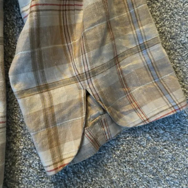 Tommy Hilfiger Cream‎ Plaid Peplum Short Sleeve Jacket Women's Size 24 - Image 7
