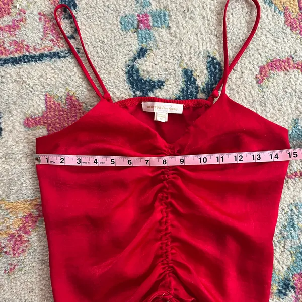 Monteau Satin Ruched Red Tank Top Size Medium - Image 5