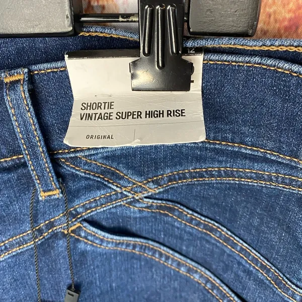 Express Shortie Vintage Super High Rise Western Denim Jean Shorts 12 Cutoff - Image 3