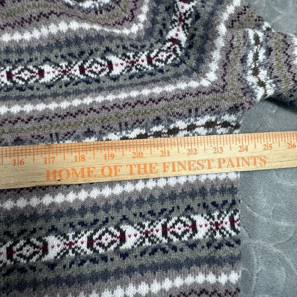 J Crew 100% Merino Wool Intarsia Sweater Gray Purple Fair Isle Womens Large - Image 7