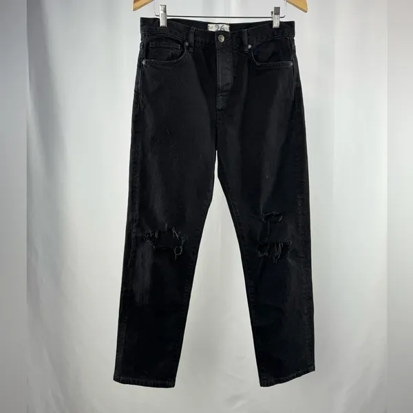 Free People Bren Boyfriend Jean in Black‎ Magic Size 26 - Image 2