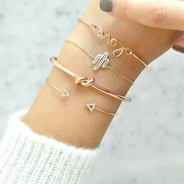 Boutique Gold Stacking Arrow Cactus‎ Bracelet Set (4) - Image 5