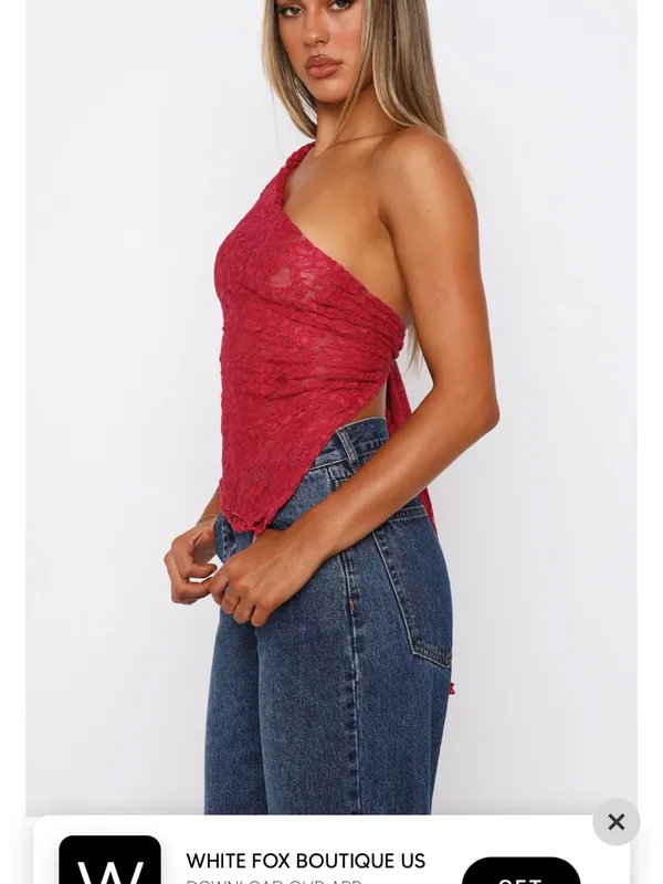 NWT white fox it’s a love story lace top in berry OS - Image 3