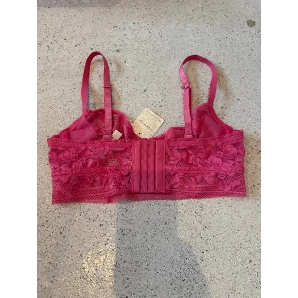 Free People Intimately FP Hot Pink‎ Floral Lace Bralette 32D - Image 3