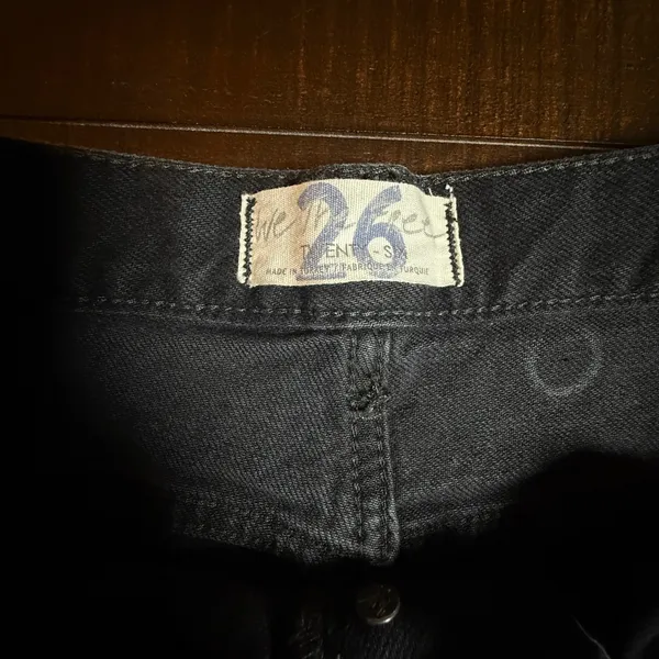 Free People We The Free Black‎ Distressed High Rise Straight Leg Jeans 26 Button - Image 7