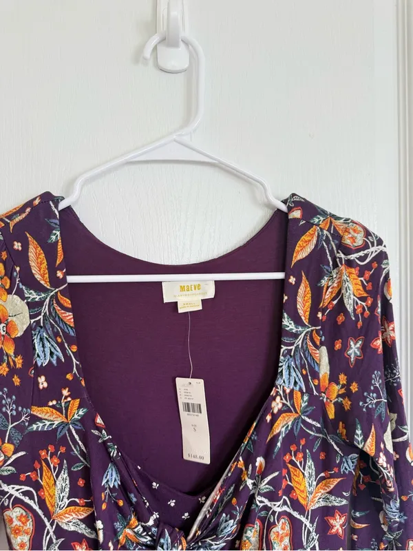 Anthropologie Maeve NEW Beloved Purple Floral Dress - Image 3