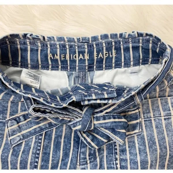 American‎ Eagle Stretch Highest Waist Mom Paper Bag Shorts Striped 00 - Image 9