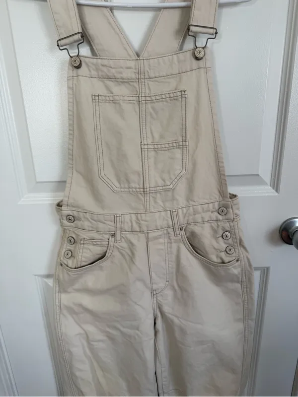 Free People We The Free Good Luck Barrel Overalls in Milk XS - Image 4