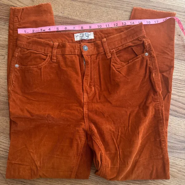 We The Free Free People Burnt Orange Corduroy Raw Hem Slim Pants Size 29 - Image 6