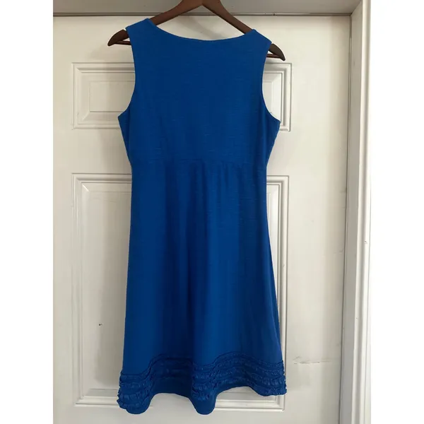 Tommy Bahama Royal Blue Cotton Modal Ruffled Hem Tank Dress Drawstring - Size S - Image 2