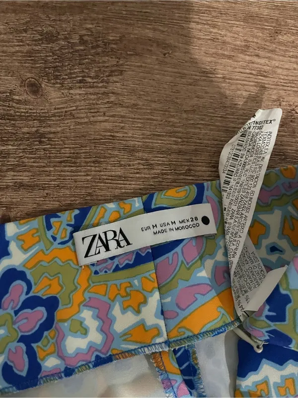 Zara Blue Paisley Floral Boho Palazzo Pants Size Medium - Image 3