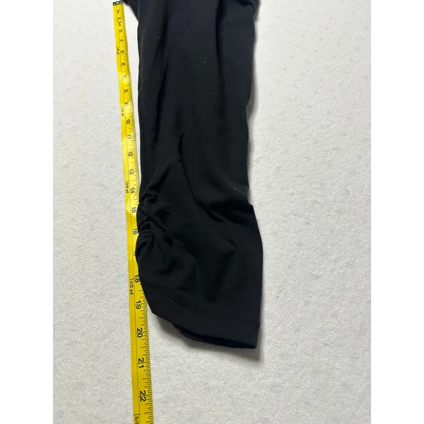 Lululemon Black Capri Leggings Size 10 – Ruched Hem & Fold Over Waistband - Image 4