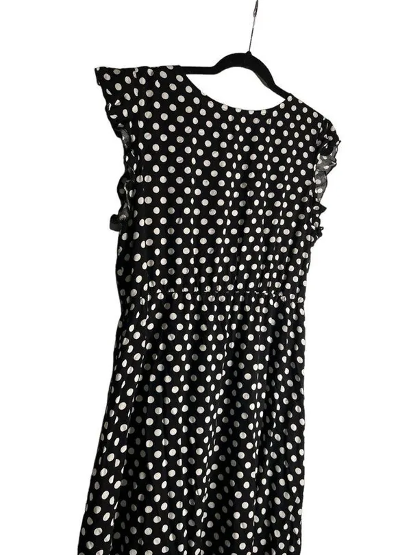 GRECERELLE Polka Dot High Low Faux Wrap Flowy High Low Maxi Dress Black White XL - Image 5