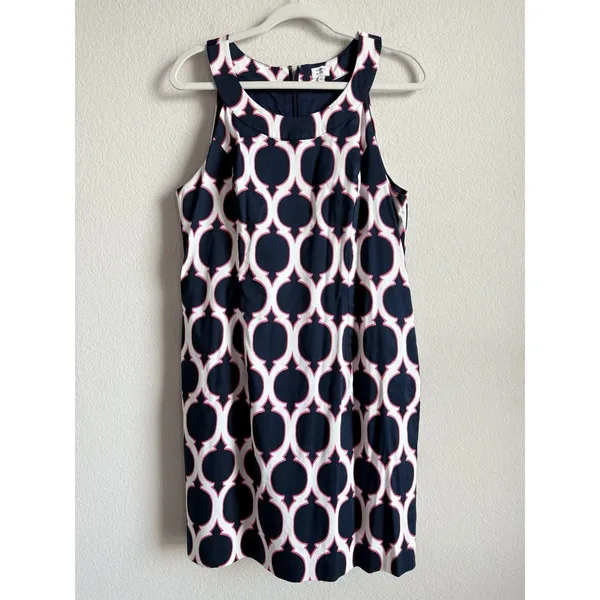 Crown & Ivy Seaside Lattice Printed Sleeveless Dress Navy Womens Sz‎ 14 Coastal - Image 6