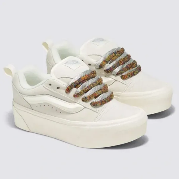 NEW Vans Knu Stack Women's Platform Shoes Vintage Suede Marshmallow - Image 6