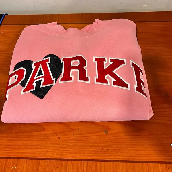 NWT Parke 2026 Valentine’s Day Jean Heart Varsity Mockneck Sweatshirt Size XXL - Image 6