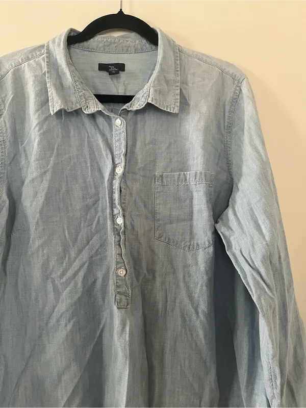 Gap 100% Cotton Chambray Denim Button Up Top XXL Light wash Western Cowgirl - Image 3