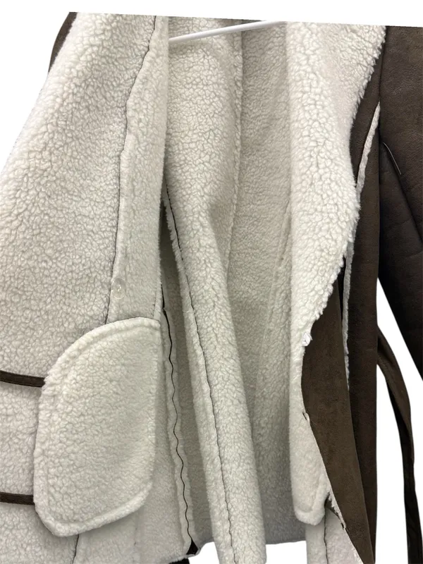 Kenneth Cole Brown Vintage Trench Coat With Fur Trim - Image 3