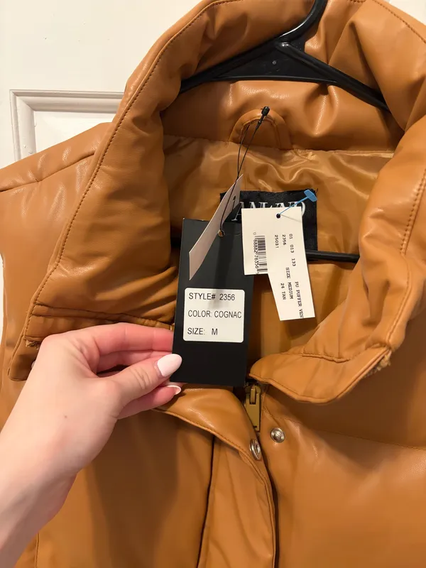 Cropped puffer vest Orange Size M - Image 3
