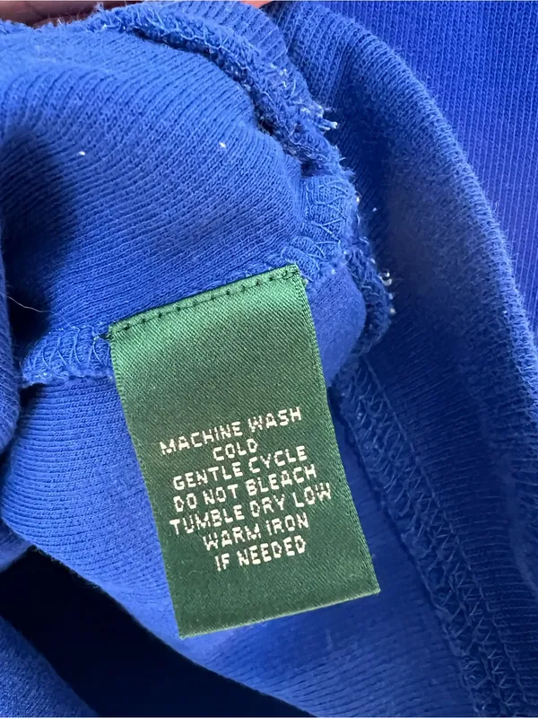 Lauren Ralph Lauren Blue Cable Knit Sweater Women's M 100% Cotton Logo Preppy - Image 10