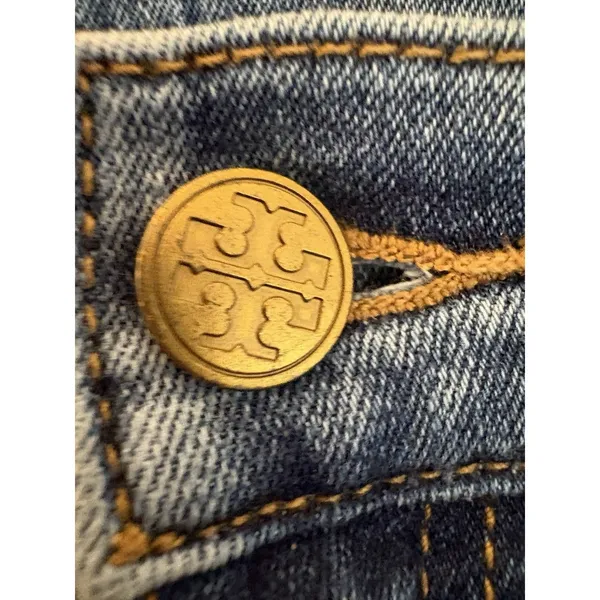 Tory Burch Womens Blue Medium Wash Coin Pocket Denim Straight Jeans SIze 27 - Image 3