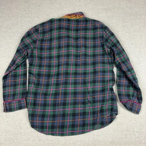 Lauren Ralph Lauren Pajama Top Womens M Green Plaid Flannel Button Up Sleepwear - Image 7