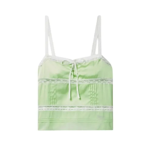 LoveShackFancy Sunny Lace Trimmed Pintucked Camisole light green - Image 2