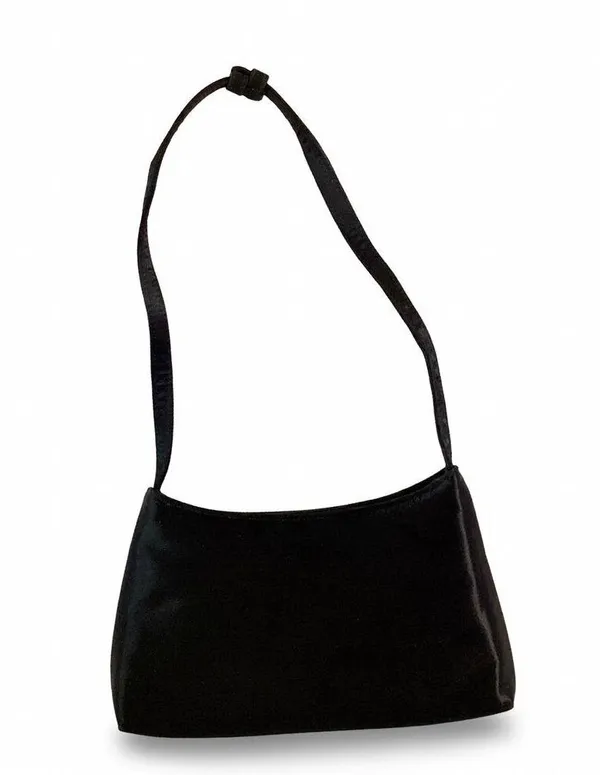 Small Satin Shoulder Bag Black - Image 2