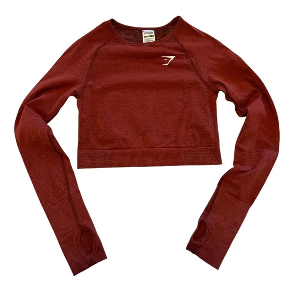 Vital Seamless 2.0 Crop Top Brick Red Marl - Image 2