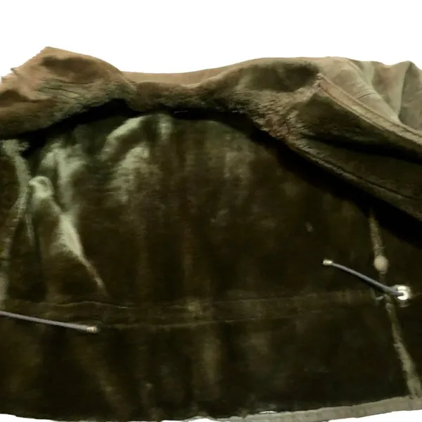 Gallery Leather Coat Womens M Used Brown Faux Fur Lining and Collar - Image 13