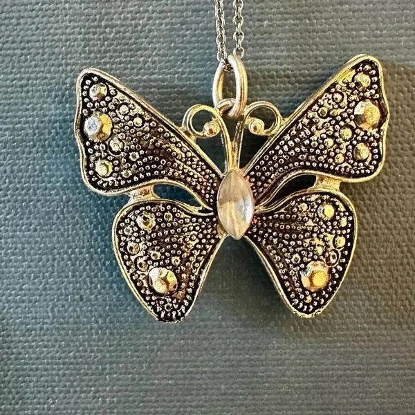 Silver tone Butterfly pendant necklace - Image 5