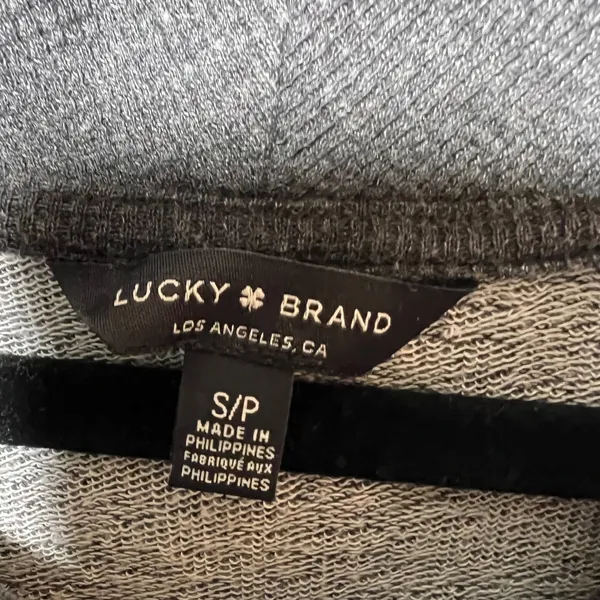 Lucky‎ Brand Gray Acid Wash Cowl Neck Pullover Top Small Oversized High Low Hem - Image 3