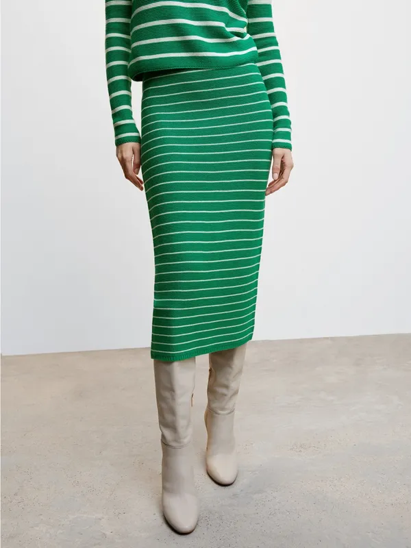 Green Striped Maxi Skirt - Image 4