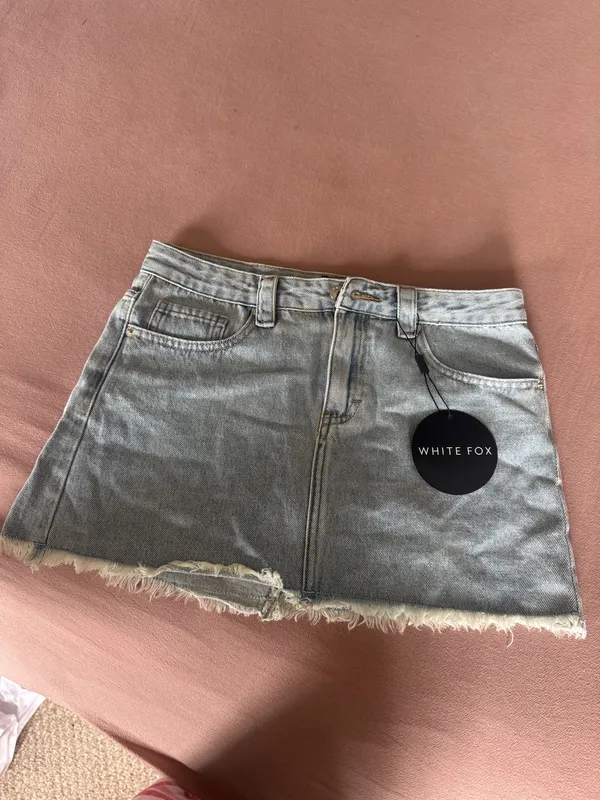 White Fox Mini Denim Skirt Boutique - Image 2