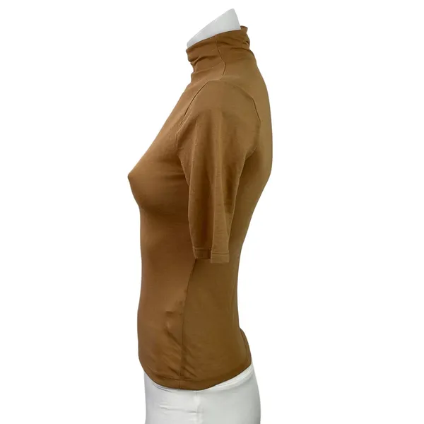 Abercrombie & Fitch Women Tan Turtleneck Pullover Short Sleeve Knit Top Size XXS - Image 2