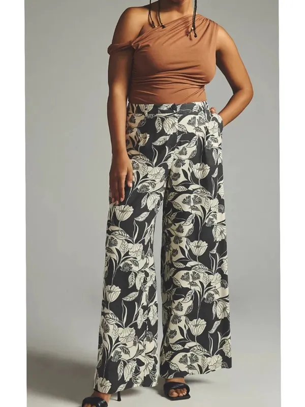 Anthropologie Maeve Womens Floral‎ Linen Blend Wide Leg Pants Size 2 - Image 11