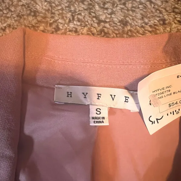 HYFVE Long Line Blazer Mauve Pink Single‎ Button Lightweight Jacket Size S - Image 3