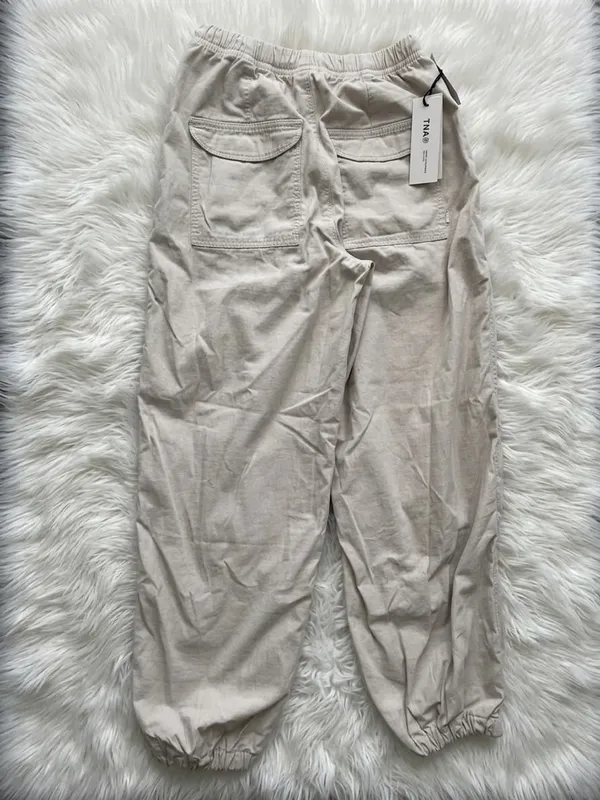 TNA cream cargo pants with adjustable waist and drawstring Tan Size XXS - Image 2