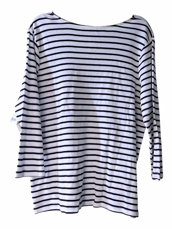 Hasting & Smith NWT Dark Purple Striped Floral 3/4 Sleeve Cotton Blend Top XL - Image 4