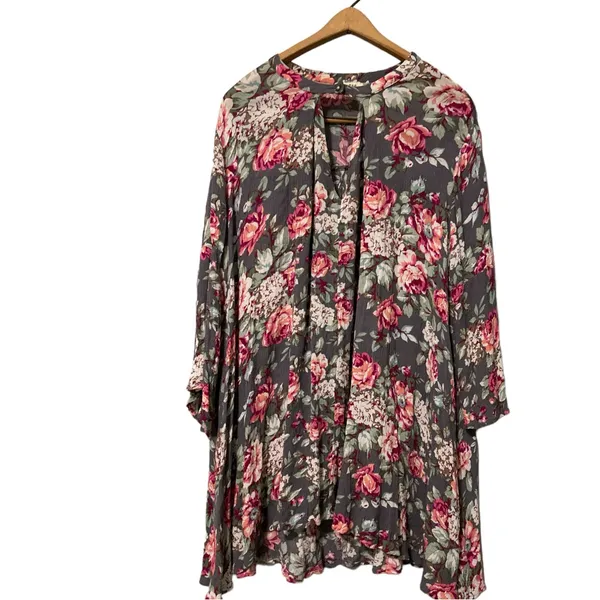 UMGEE Boho TUNIC BLOUSE Womens 6 for $36 Large 3/4‎ Sleeves Gray/Pink/White - Image 2