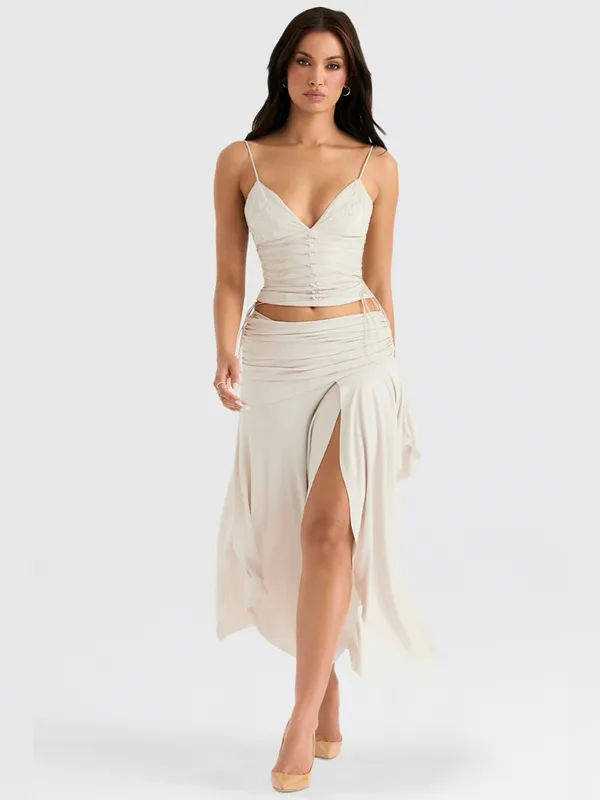 House of CB Antonella Off White Vegan Leather Corset L - Image 6