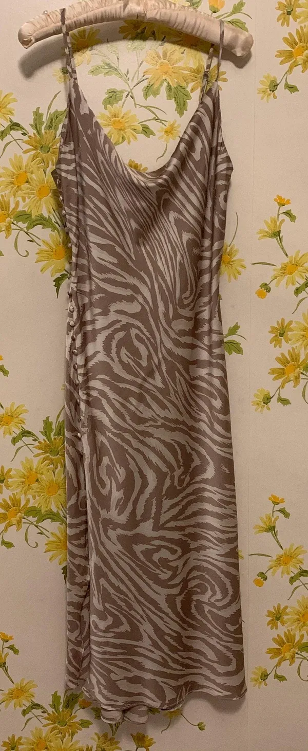 Cowl Neck Zebra Print Midi Dress Size M - Image 8